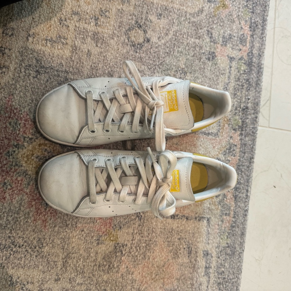 White Sneakers with Yellow Accents